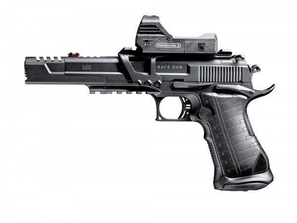 Umarex Racegun Set 4,5 mm Stahl BB CO2 Blowback Pistole mit Leuchtpunktvisier